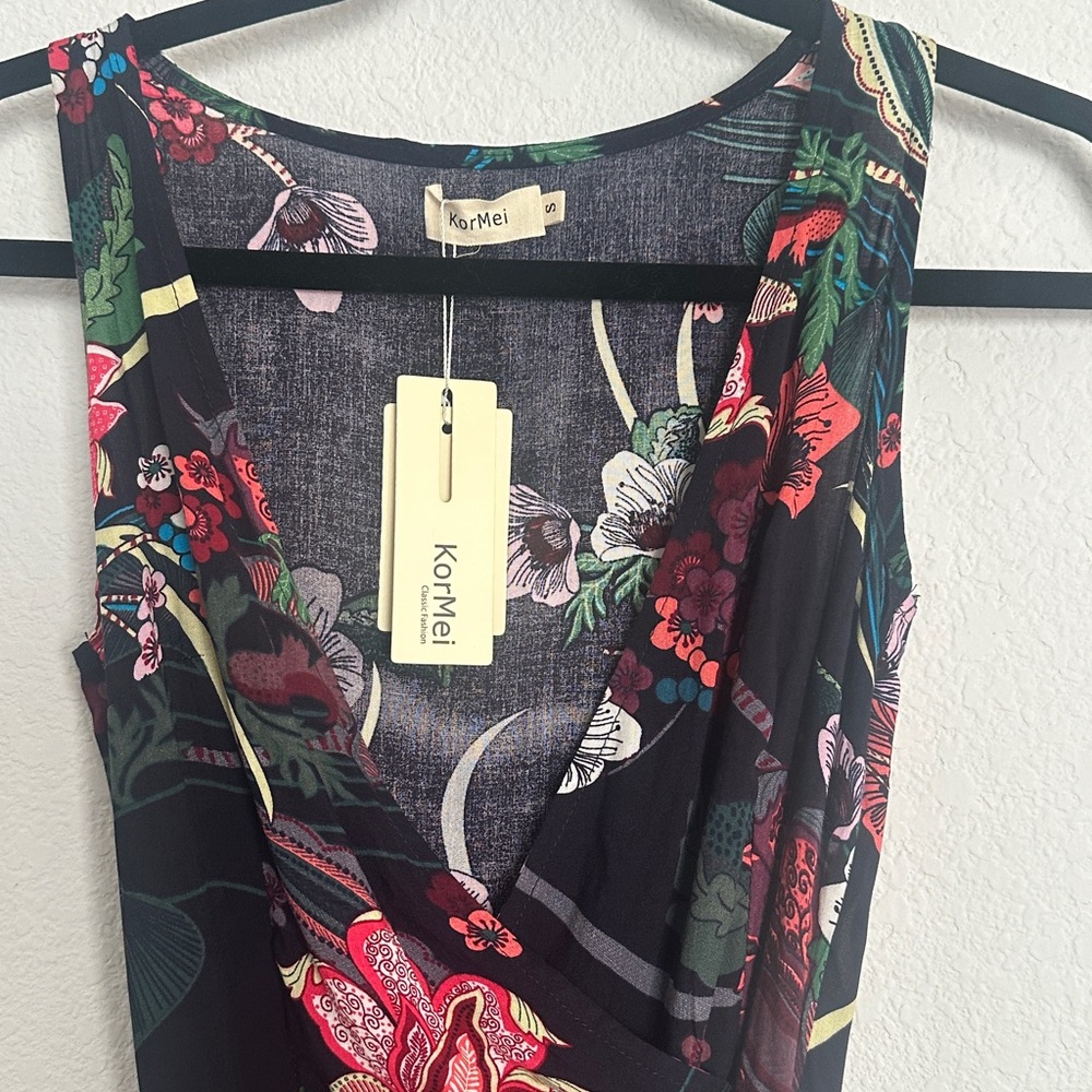 NWT KorMei hi low tropical maxi wrap look dressS - Picture 3 of 11